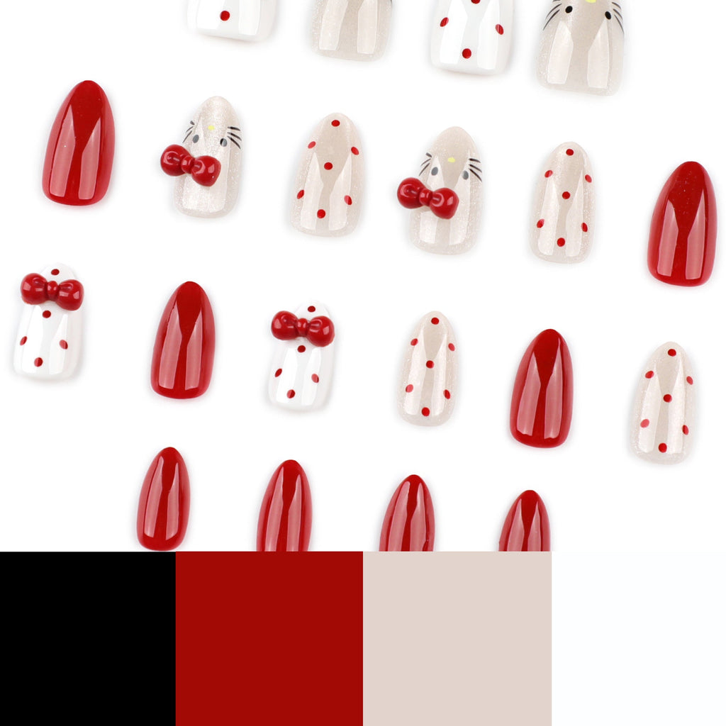 Sweet Japanese style cat eye cute bow press-on nails – Image 4