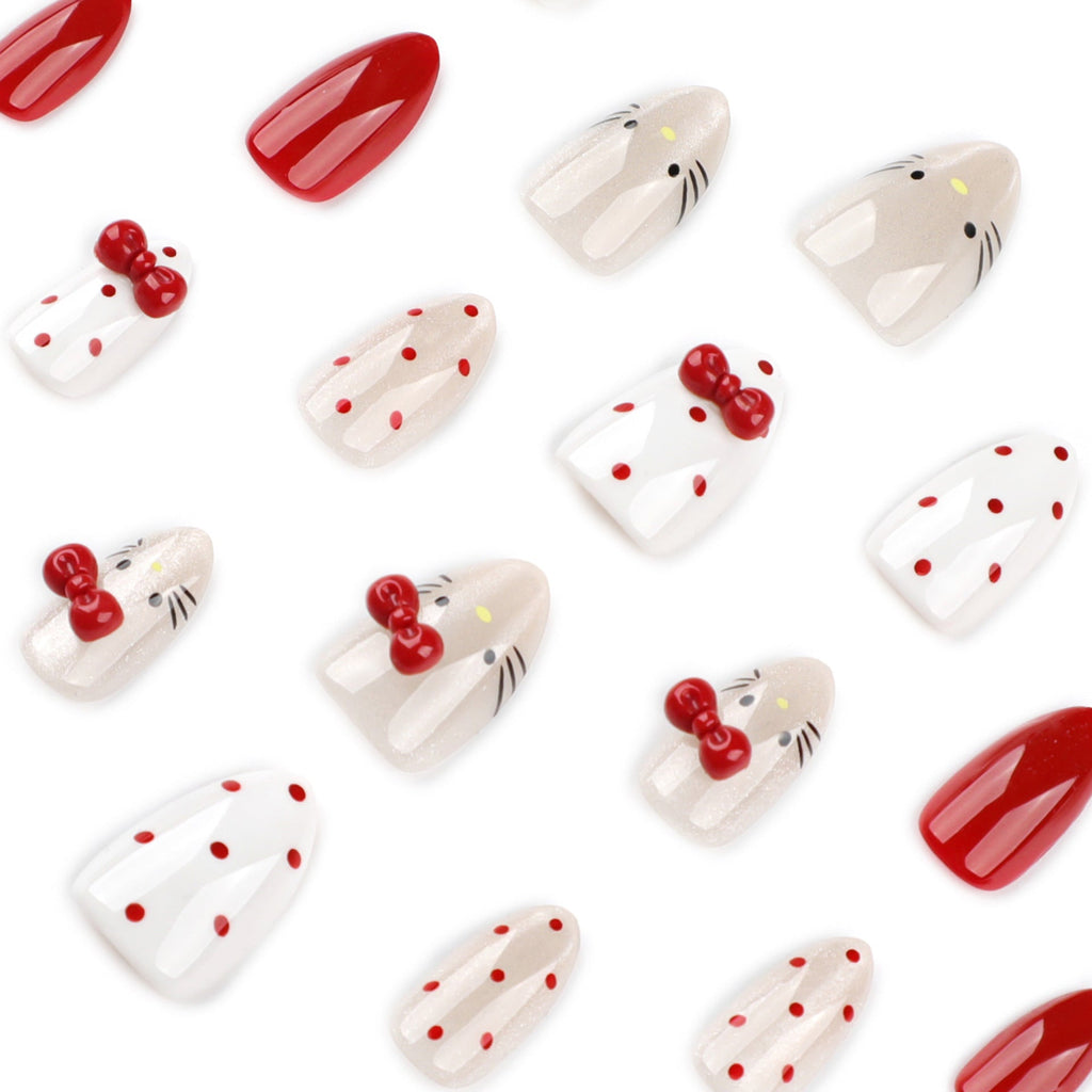 Sweet Japanese style cat eye cute bow press-on nails – Image 3