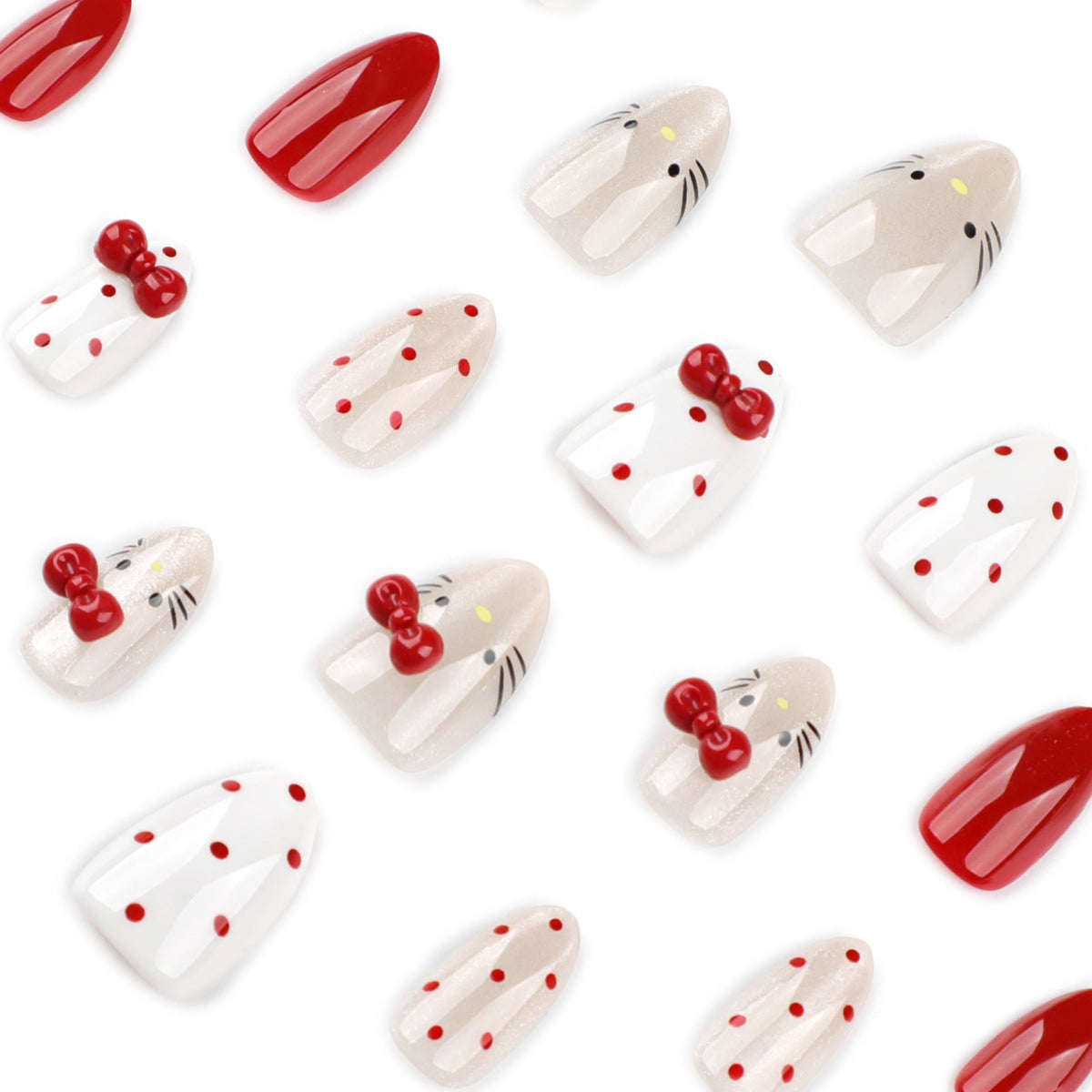 Sweet Japanese style cat eye cute bow press-on nails – Image 3