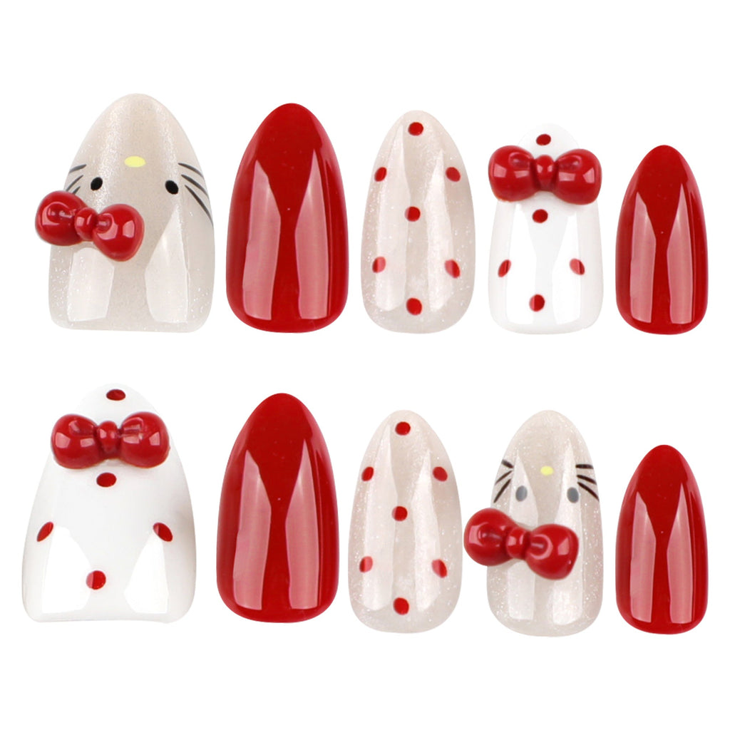 Sweet Japanese style cat eye cute bow press-on nails – Image 5