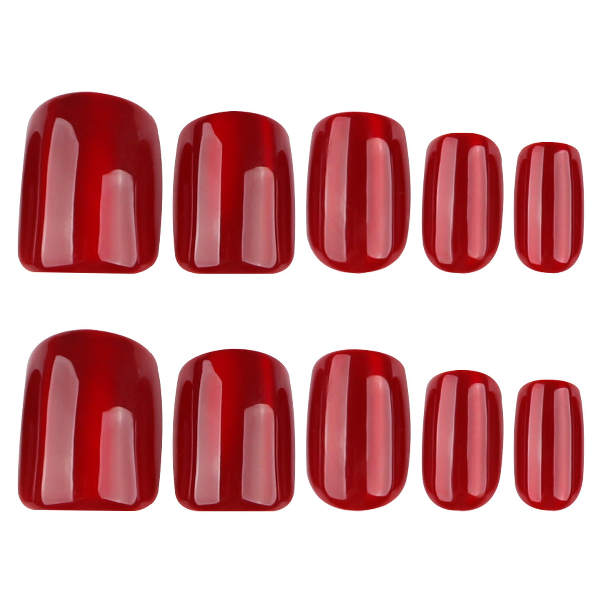 30 pieces burgundy solid color flash cat eye square short press-on nails – Image 5