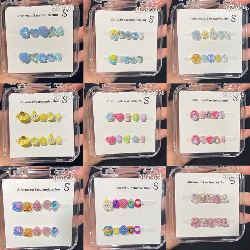 Cute Mini Cartoon Kids Press On Nails Variety Box – Image 2