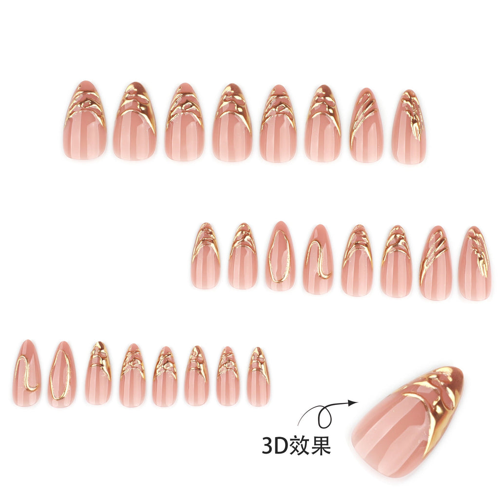 3D three-dimensional hot-selling short almond explosion press-on nails – Image 2