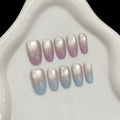 365nails: "Iridescent Aurora" – Hand-Painted Ombré Cat Eye Handmade Press on Nails Short Almond Nails – Image 2