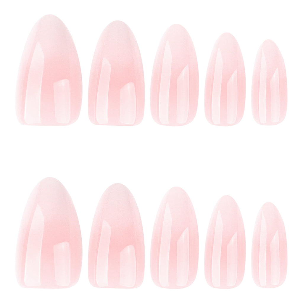 30 pcs simple French pink and white gradual change almond-shaped – Image 5