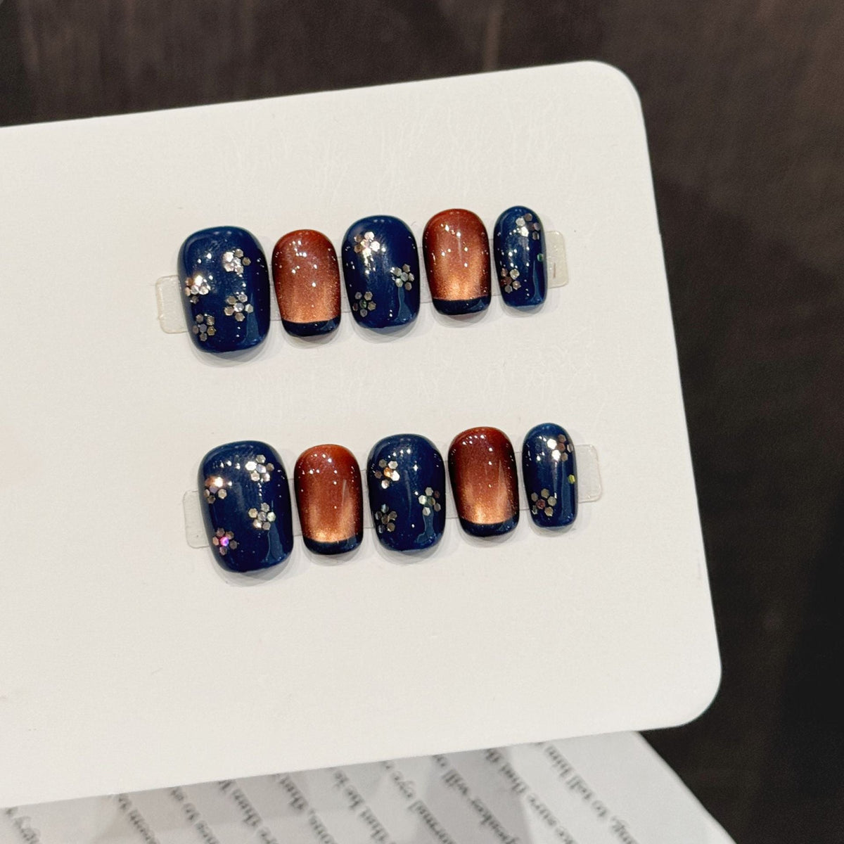 365nails: "Cosmic Dusk" – Magnetic Cat-Eye & Floral Handmade Short Square Nails