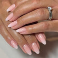 30 pcs simple French pink and white gradual change almond-shaped