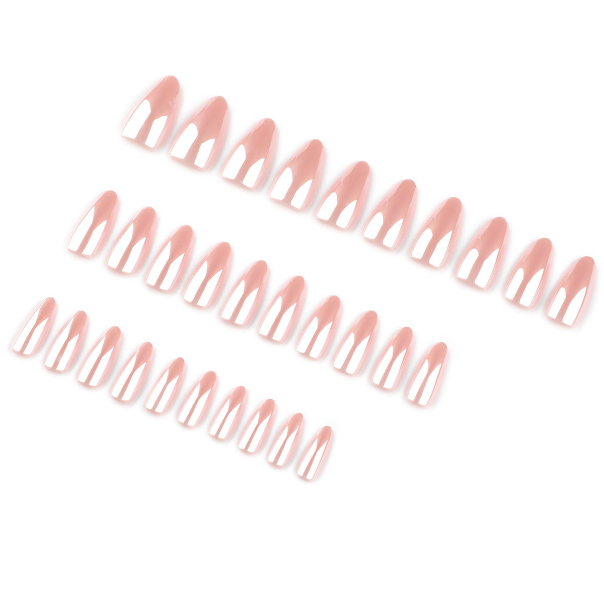 Simple bare powder solid color coating flash almond press-on nails – Image 3