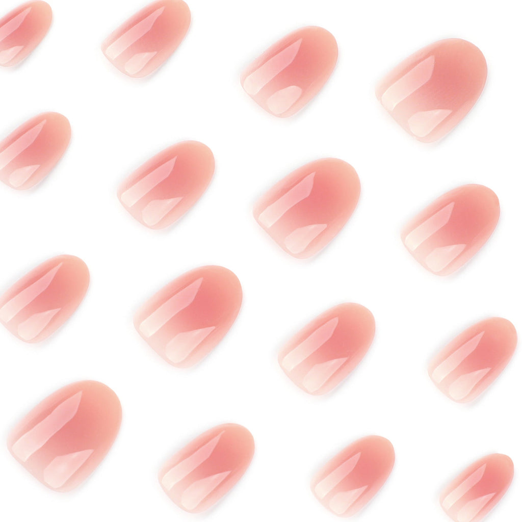 "Peach Ombre Oval" – Gradient Nude Press-on Nails – Image 3