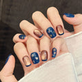 365nails: "Cosmic Dusk" – Magnetic Cat-Eye & Floral Handmade Short Square Nails – Image 2