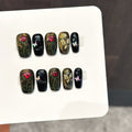 365nails: "Gothic Garden" – 3D Floral & Butterfly Handmade Medium Coffin Nails – Image 5