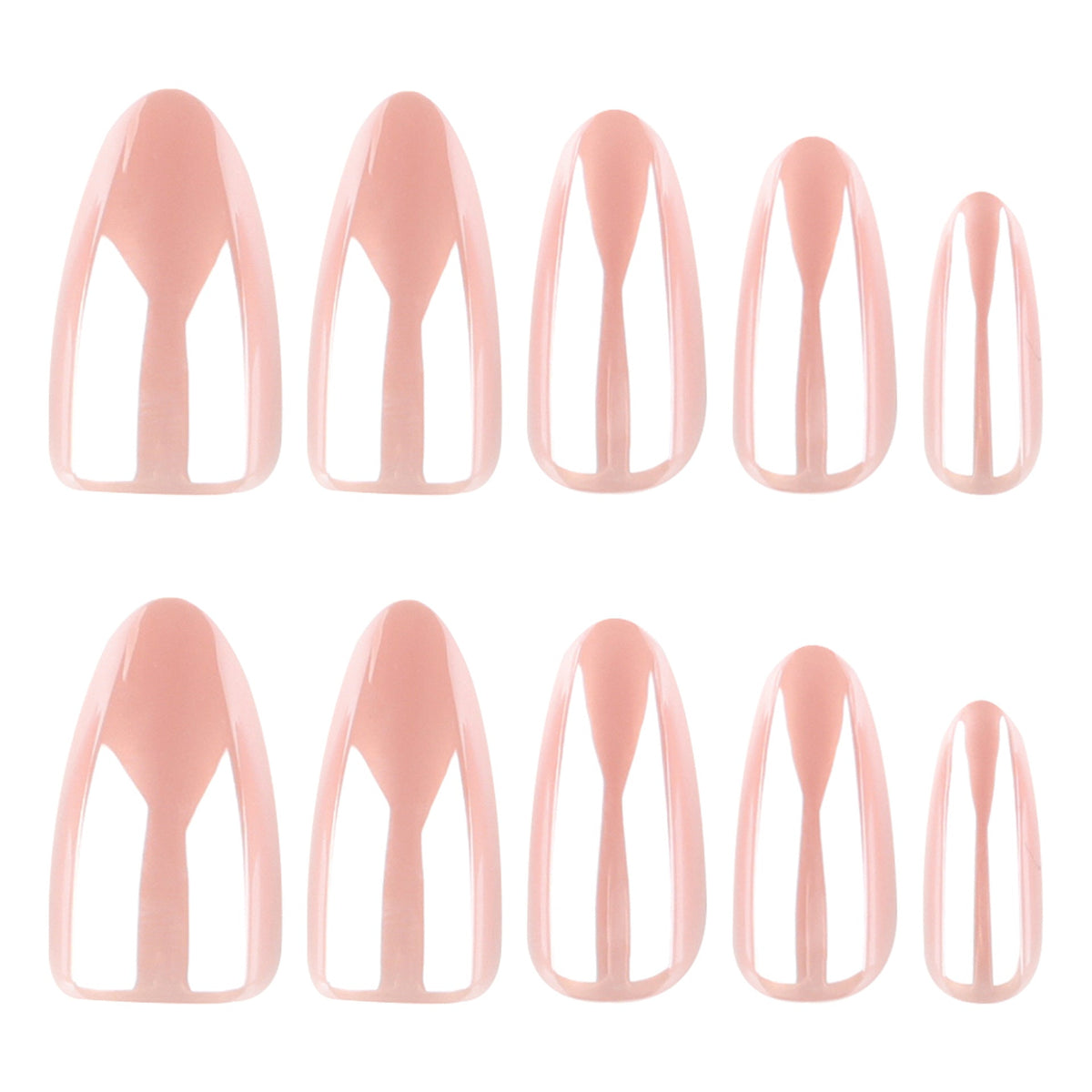 Simple bare powder solid color coating flash almond press-on nails – Image 5