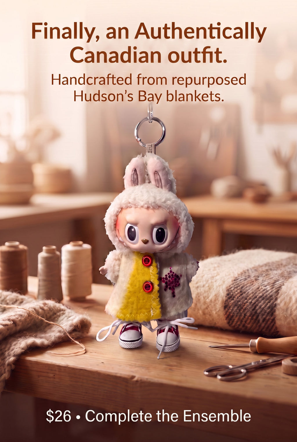 Canadiana labubu outfit handmade