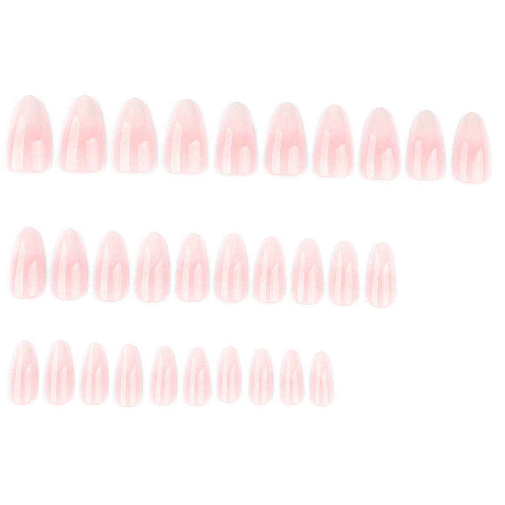 30 pcs simple French pink and white gradual change almond-shaped – Image 2