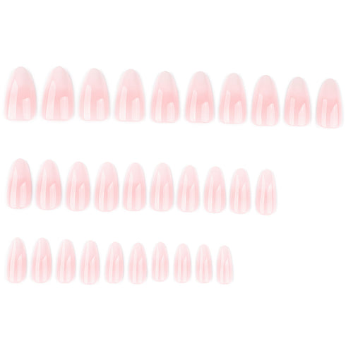 30 pcs simple French pink and white gradual change almond-shaped – Image 2