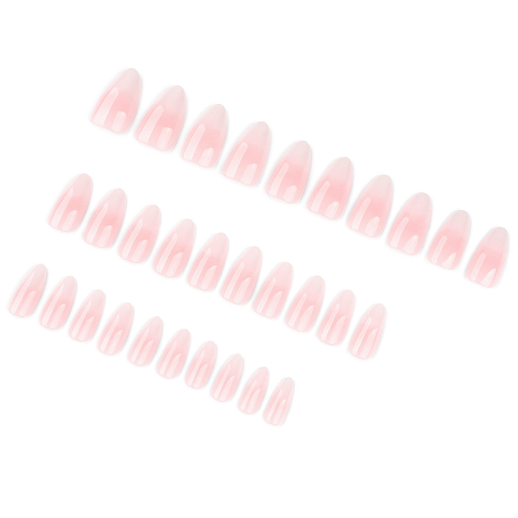 30 pcs simple French pink and white gradual change almond-shaped – Image 3